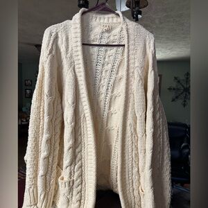 POL Cream Cable Knit Cardigan